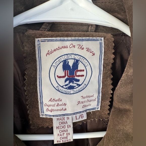 JLC Men’s Brown Suede Leather Bomber Jacket Zip Up Coat Size L - Picture 6 of 12